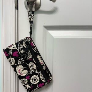 Disney Vera Bradley Quilted Black & Pink Floral Wristlet Wallet